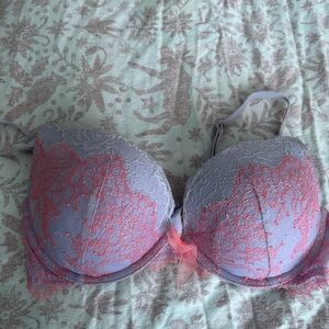 Elegant Lace Underwire Bra - Pink and Gray Dream Angels push up 34D